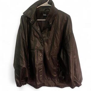 Zara Women's Black Faux Leather Jacket